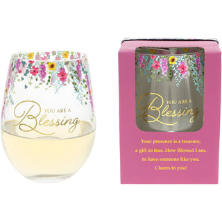 You Are a Blessing Gift Boxed 17 oz Stemless Wine Glass