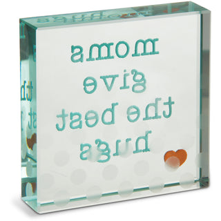 Best Hugs 3" x 3" Glass Plaque