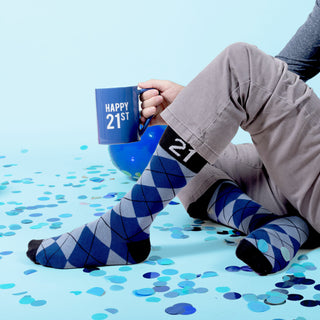 Happy 21st 18 oz Mug and Sock Set