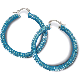 Light Blue Crystal Crystal Hoop Earrings