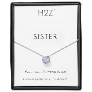 Sister Air Blue Opal 16"-17.5" Rhodium Necklace