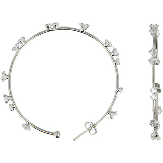 Stunning Crystal in Silver 2" Cubic Zirconia Hoop Earrings