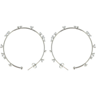 Stunning Crystal in Silver 2" Cubic Zirconia Hoop Earrings