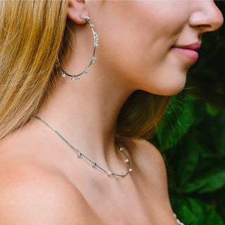 Stunning Crystal in Silver 2" Cubic Zirconia Hoop Earrings