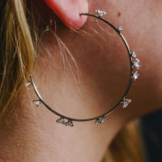 Stunning Crystal in Silver 2" Cubic Zirconia Hoop Earrings