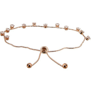 Stunning Crystal in Rose Gold 10.5" Cubic Zirconia Adjustable Slide Bracelet