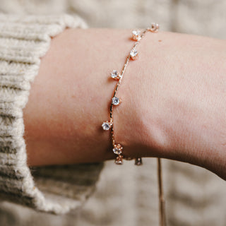 Stunning Crystal in Rose Gold 10.5" Cubic Zirconia Adjustable Slide Bracelet