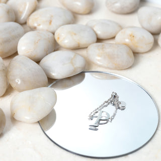 P Adjustable Rhodium Plated Monogram Ring