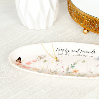 Happy Floral Burst Topaz Zircon - 16.5"-18.5" Inspirational 18K Gold Plated Gift Set