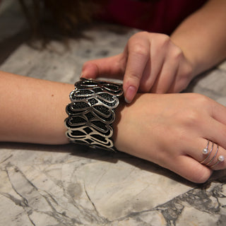 Silver & Black 2" Infinity Cuff Bracelet