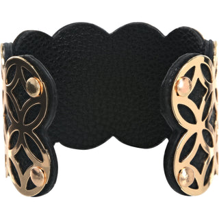Gold & Black 1.75" Geometric Cuff Bracelet