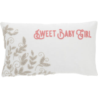 Baby Girl Vines - 16" x 10" Punch Needle Embroidered Pillow