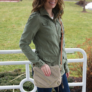 Olive 9" x 6.5" Canvas Shoulder Bag