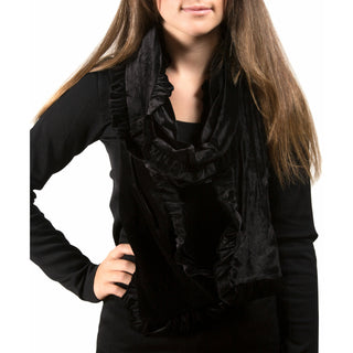 Black Ruffled Velvet Scarf