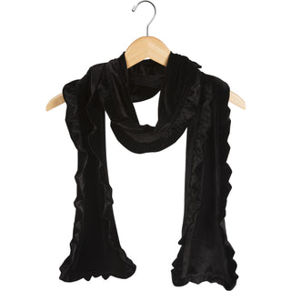 Black Ruffled Velvet Scarf