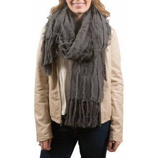 Gray Oversized Frayed Scarf