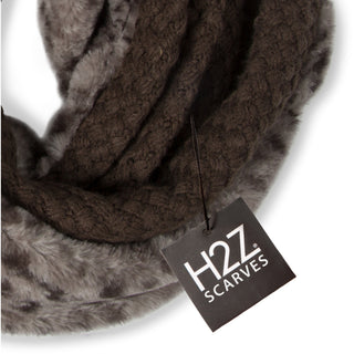 Warm Brown Weave Knit & Faux Fur Infinity Scarf