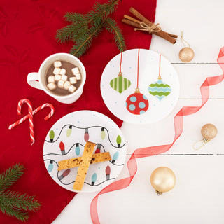 Holiday 8" Glass Appetizer Plates (Set of 2)