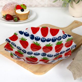 Strawberries 9.25" Glass Bowl