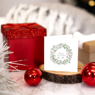 Merry Christmas 5mm Sterling Silver Cubic Zirconia Stud Earrings