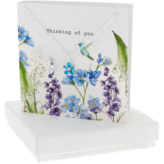 Thinking of You 10mm Silver-Plated Cubic Zirconia Flower Stud Earrings and 16.5"-18.5" Necklace