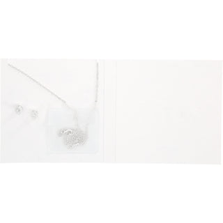 Thinking of You 10mm Silver-Plated Cubic Zirconia Flower Stud Earrings and 16.5"-18.5" Necklace