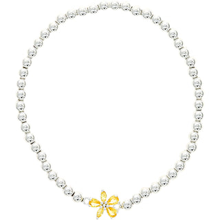 Grateful Silver-Plated Cubic Zirconia Beaded Stretch Bracelet