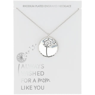 Mom 16.5"-18.5" Engraved Rhodium Plated Necklace