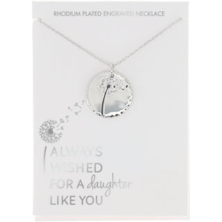 Daughter 16.5"-18.5" Engraved Rhodium Plated Necklace