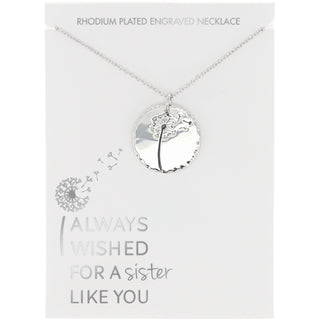 Sister 16.5"-18.5" Engraved Rhodium Plated Necklace