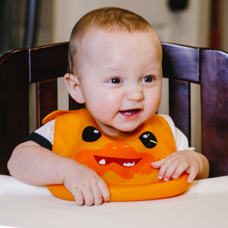 Orange Messy Monster 12" Silicone Catch All Bib