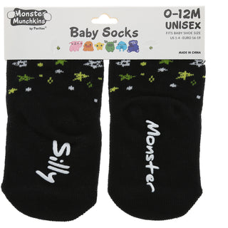 Green Silly Monster 0-12 Month Non-slip Baby Socks