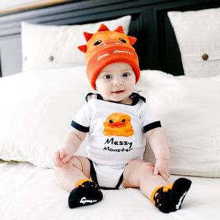 Orange Crawling Monster 0-12 Month Non-slip Baby Socks