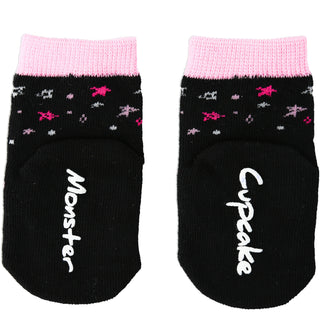 Pink Cupcake Monster 0-12 Month Non-slip Baby Socks