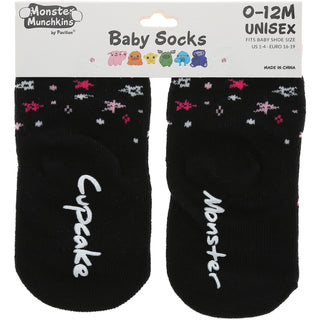 Pink Cupcake Monster 0-12 Month Non-slip Baby Socks