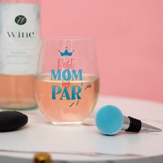 Best Mom Bottle Stopper and 18 oz Stemless Gift Set