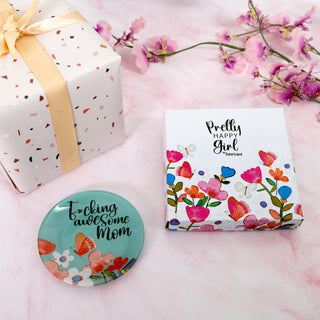 Awesome Mom 4" Glass Keepsake Dish