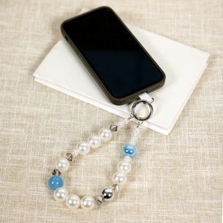 Blue Beaded Hands-Free Wrist Strap