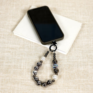 Silver Beaded Hands-Free Wrist Strap