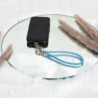 Aqua Wristlet Soft Gemmed Phone Wrist Strap