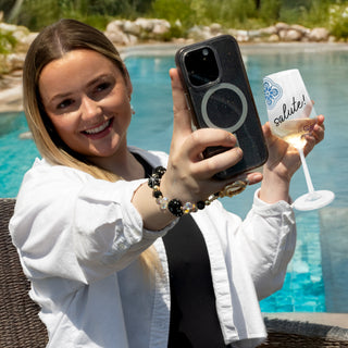 Black Crystal Wristlet Beaded Hands-Free Gold Wrist Strap