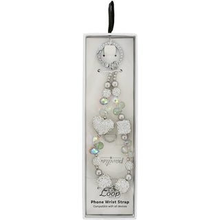 White Crystal Wristlet Beaded Hands-Free Silver Wrist Strap