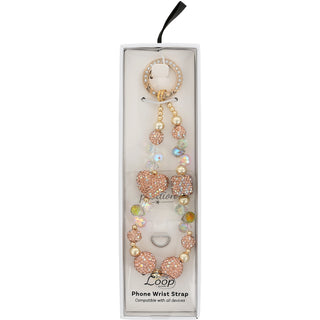 Champagne Crystal Wristlet Beaded Hands-Free Gold Wrist Strap