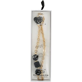 Black Crystal Crossbody Beaded Gold Phone Chain