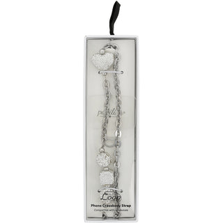 White Crystal Crossbody Beaded Silver Phone Chain