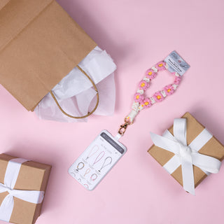 Cherry Blossom Wristlet Crocheted Hands-Free Wrist Strap