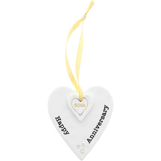 Happy 50th Anniversary 3" Ceramic Keepsake Heart Plaque