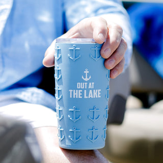 Out at the Lake 20 oz Travel Tumbler with 3D Silicone Wrap