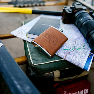 Outdoors Man PU Leather & Stainless Steel 8 oz Flask