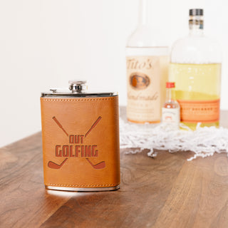 Out Golfing PU Leather & Stainless Steel 8 oz Flask